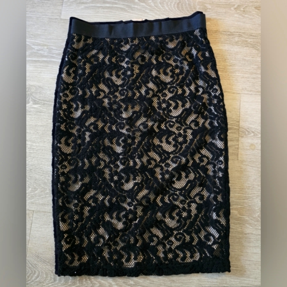 Lace Overlay Pencil Skirt